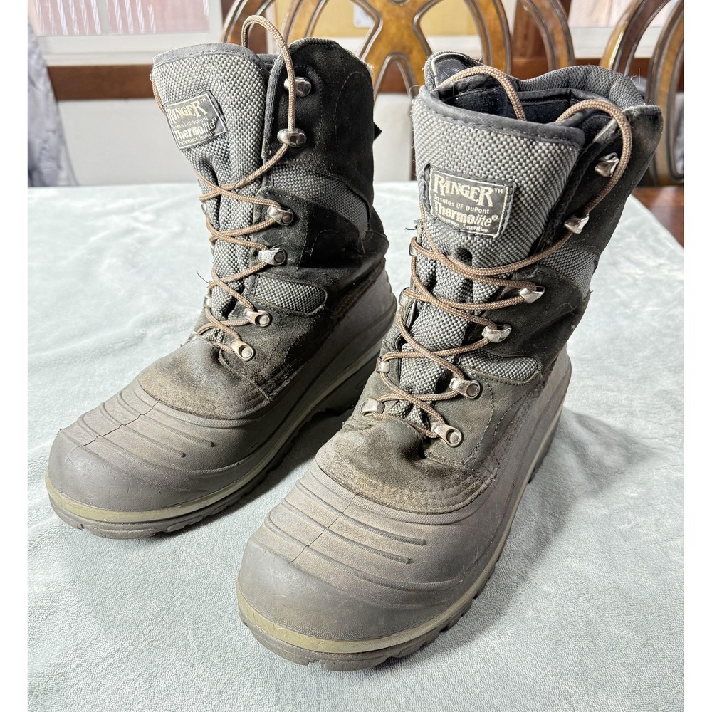 Ranger Thermolite Boots Mens Size 9 Gray Insulated Winter Snow Rubber Outdoor